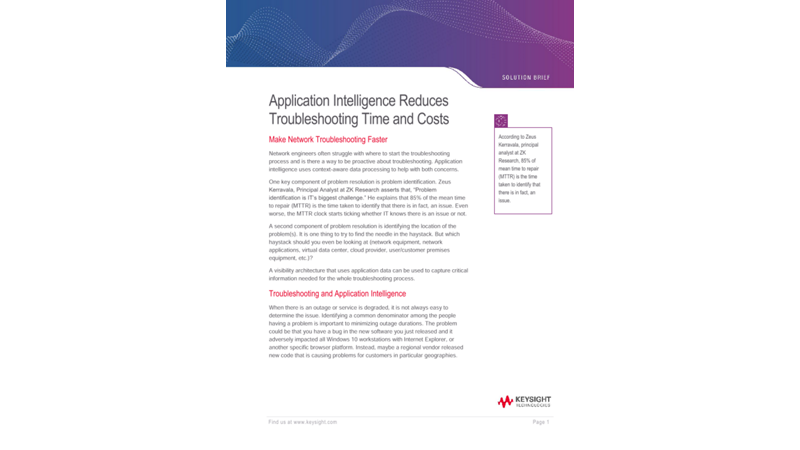 Application Intelligence Reduces Troubleshooting Time and Costs